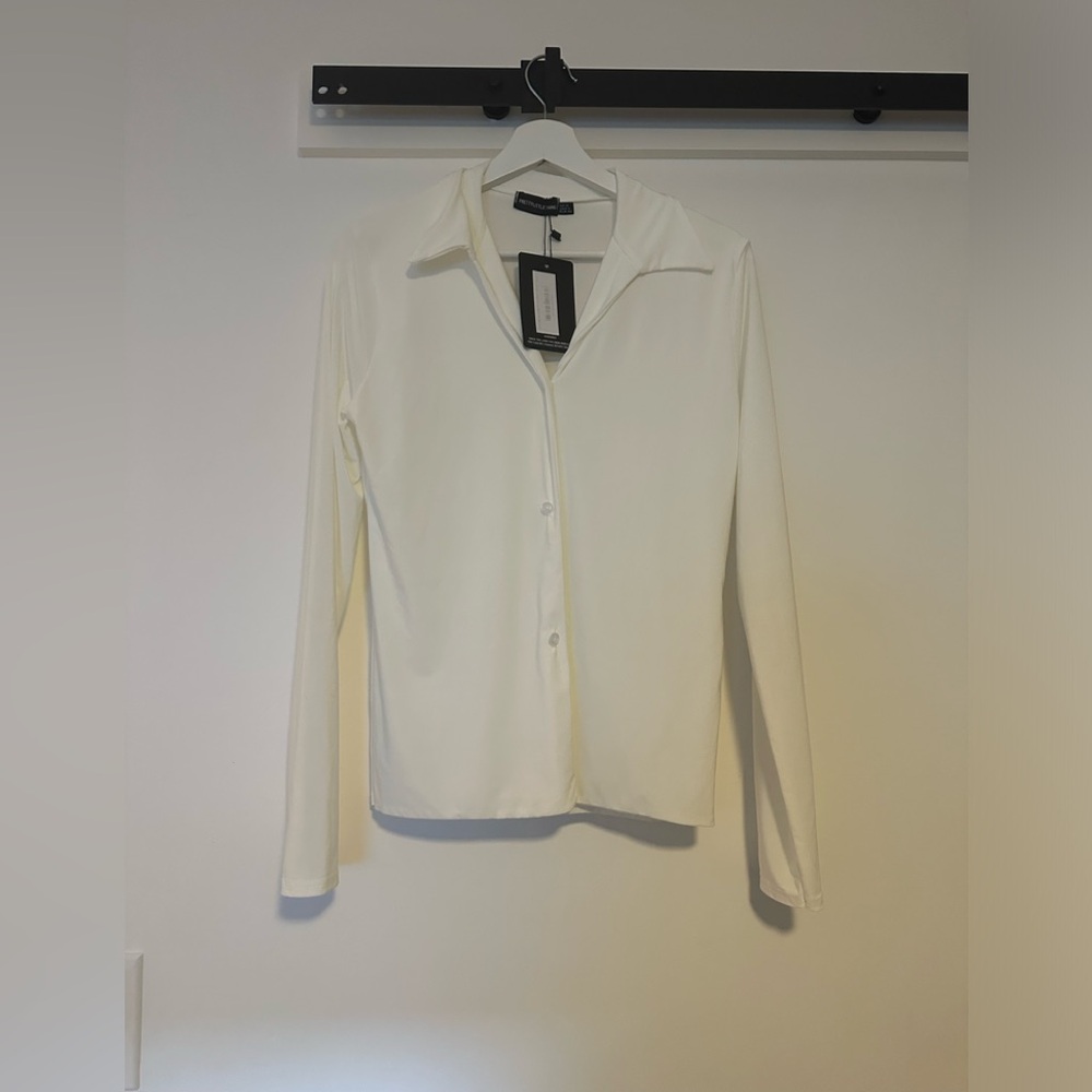 Pretty Little Thing White Spandex Blouse